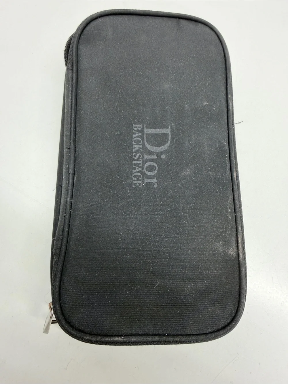 Dior Backstage Makeup Beauty Bag Travel Cosmetic Brushes Zip Around Black Silver